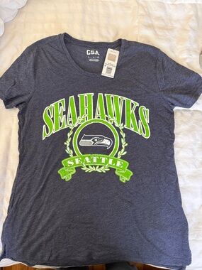 CSA Women’s Seattle Seahawks Short Sleeve Tee — Navy with Neon Green Logo